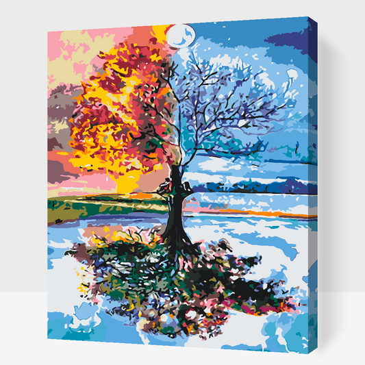 Måla Efter Nummer – Fyra Årstider Tavla att Måla Själv