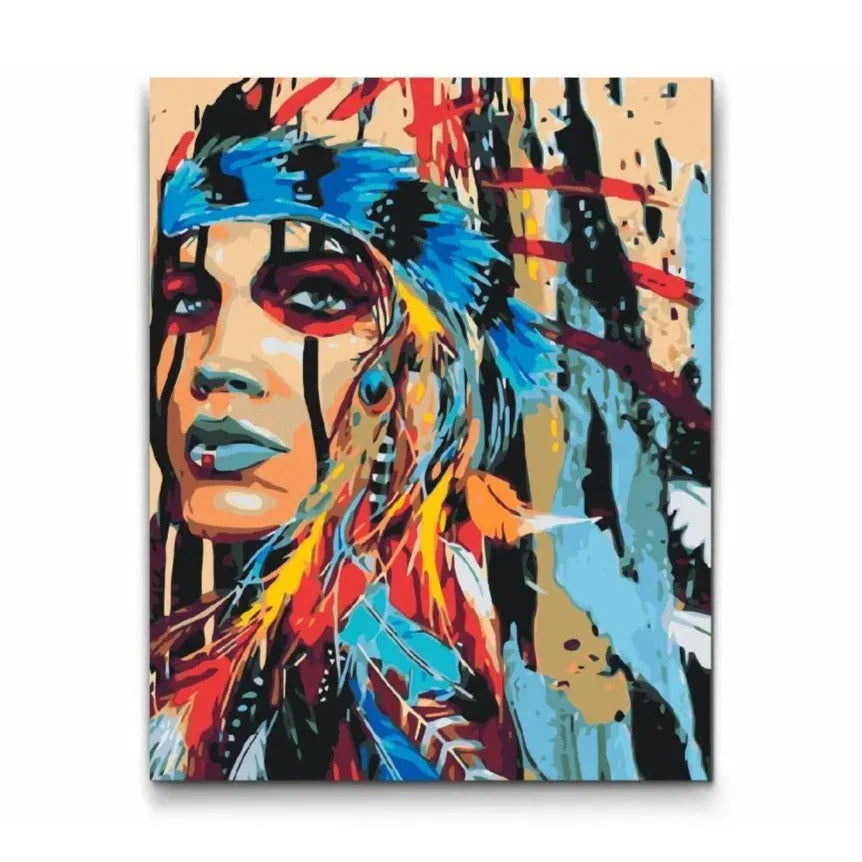 Porträtt av infödd flicka i traditionell stil – måla efter nummer tavla