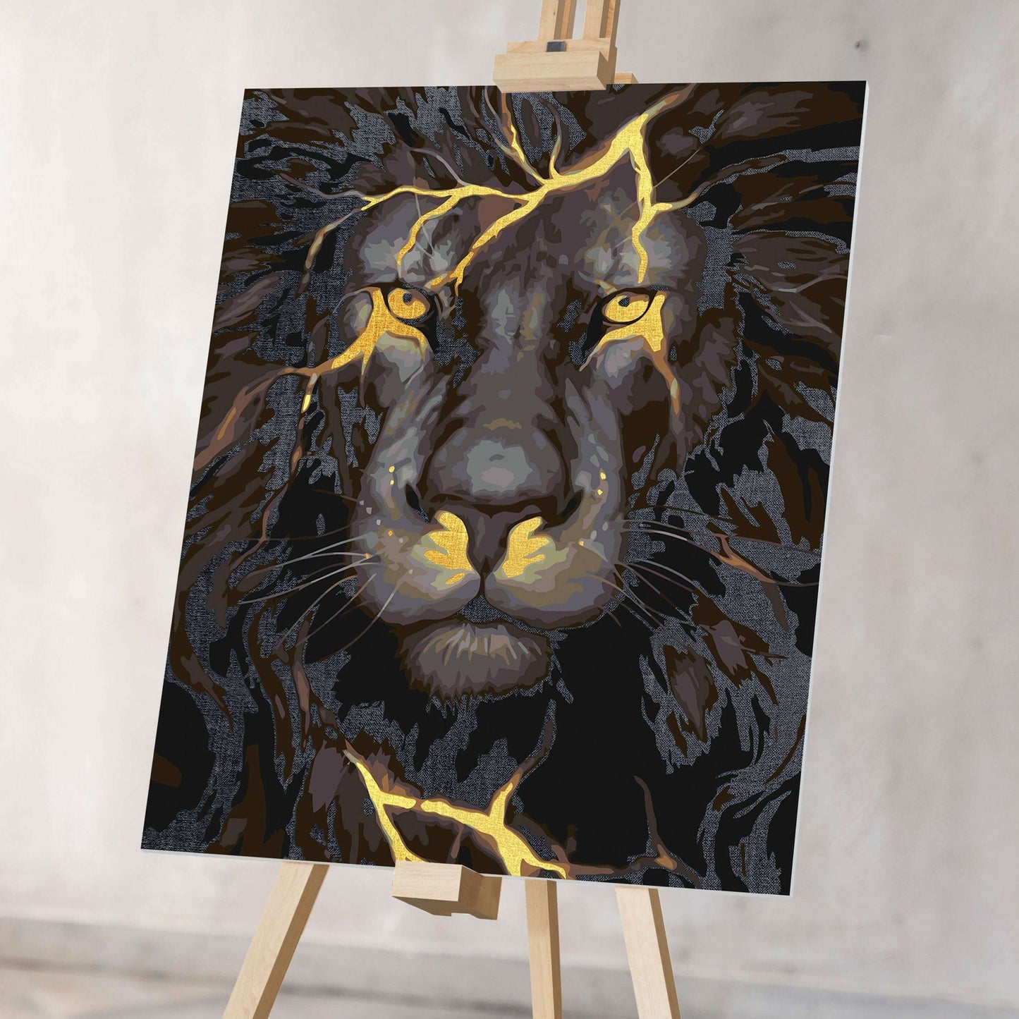 Måla efter nummer – Svart lejon som tavla att måla själv