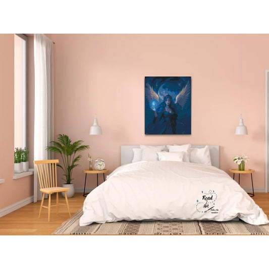 Fantasy kvinna med energi i handen och måne i bakgrunden – paint by numbers