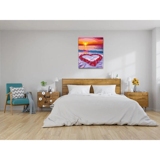 Paint by numbers romantisk solnedgång med hjärta i sanden