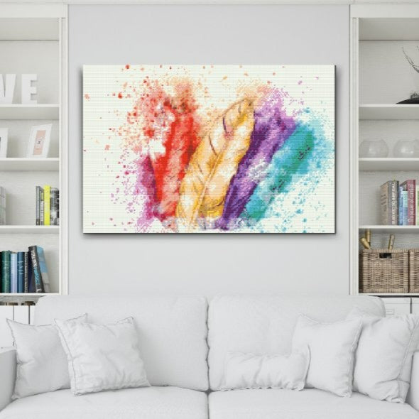 Upptäck en fantastisk diamantmålning med "Färgglada fjädrar"!