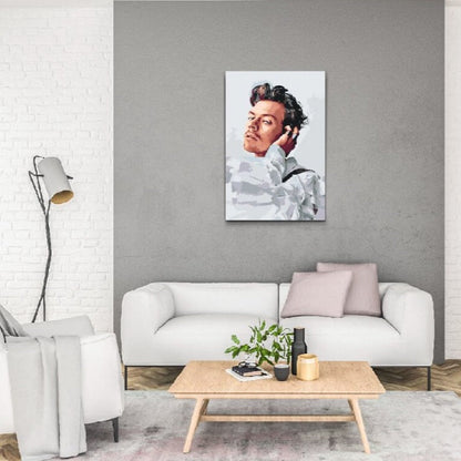 Konstnärligt motiv av Harry Styles ansikte – paint by numbers tavla