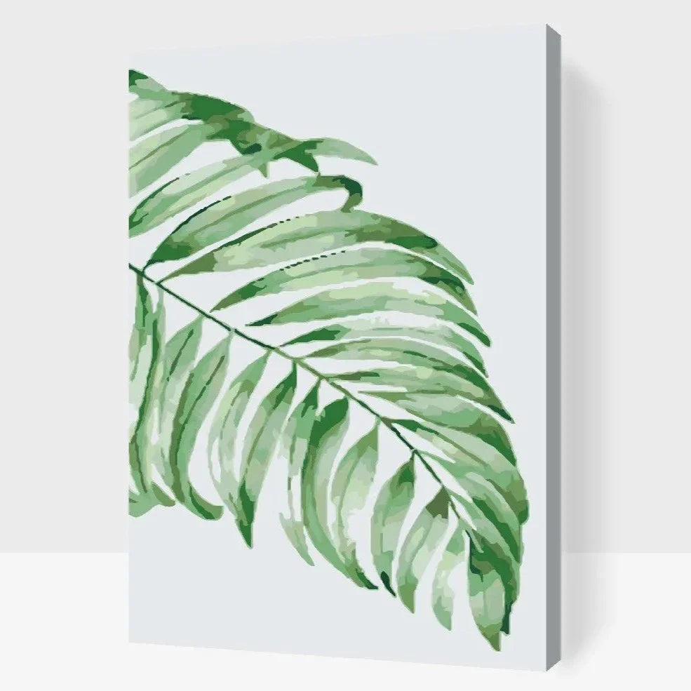 Palmblad i tropisk stil – måla efter nummer tavla med naturmotiv