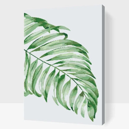 Palmblad i tropisk stil – måla efter nummer tavla med naturmotiv