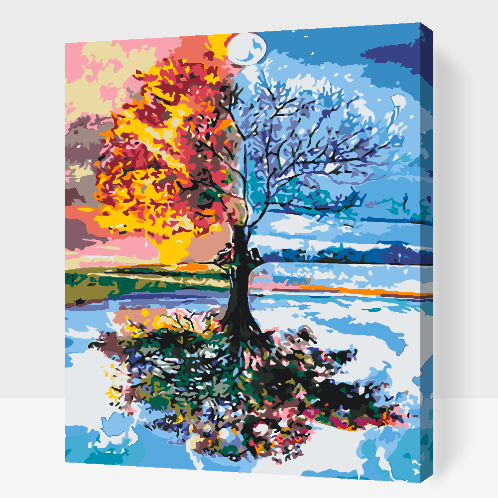 Måla Efter Nummer – Fyra Årstider Tavla att Måla Själv