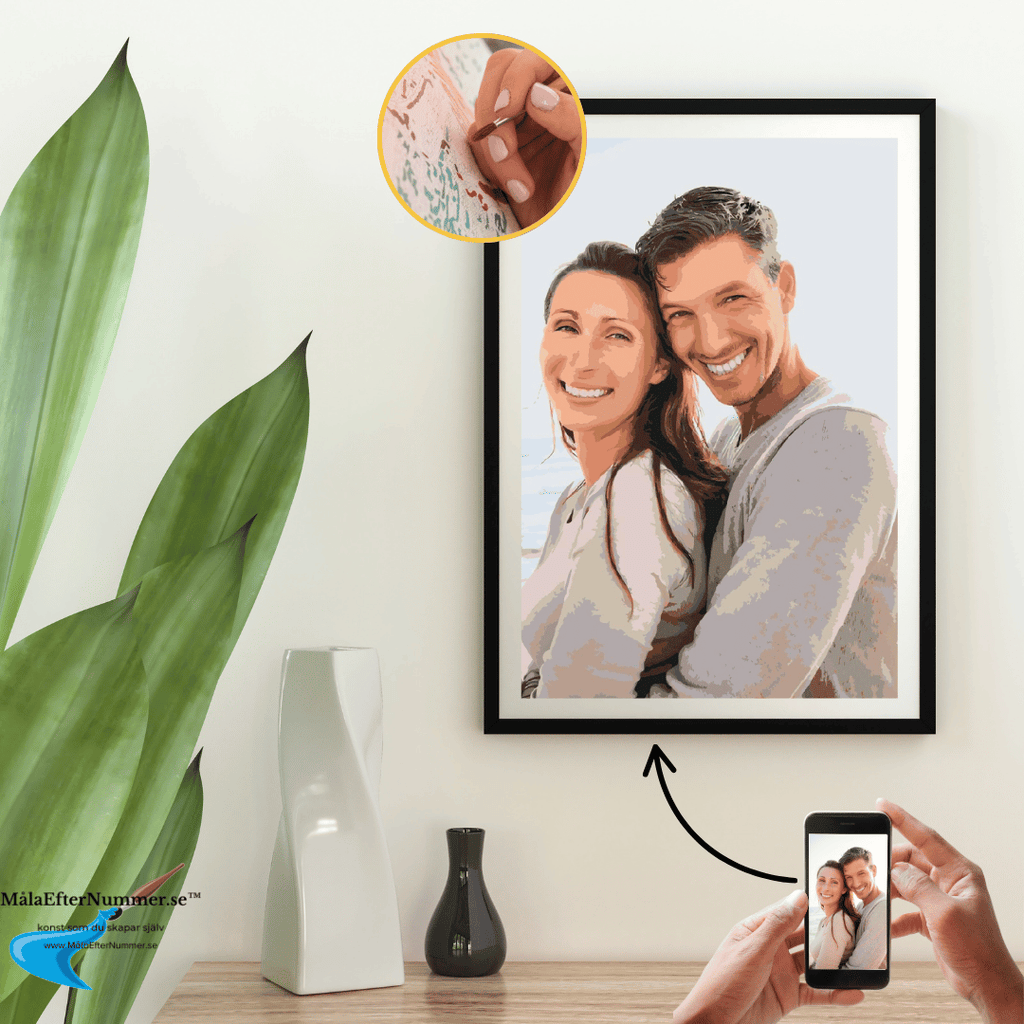 Personligt måla efter nummer-kit baserat på eget foto – canvas och akrylfärg ingår
