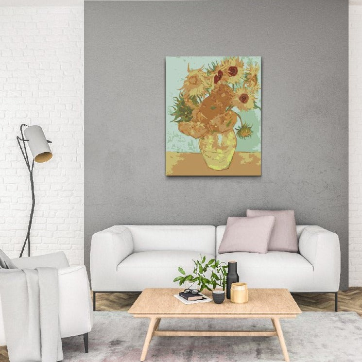 Solrosor på canvas – ikoniskt konstverk att återskapa med måla efter nummer
