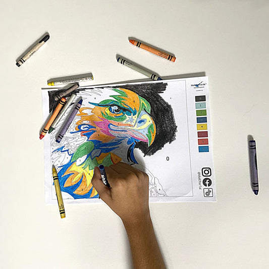 Gratis målarbild med örn – måla efter nummer att skriva ut som PDF
