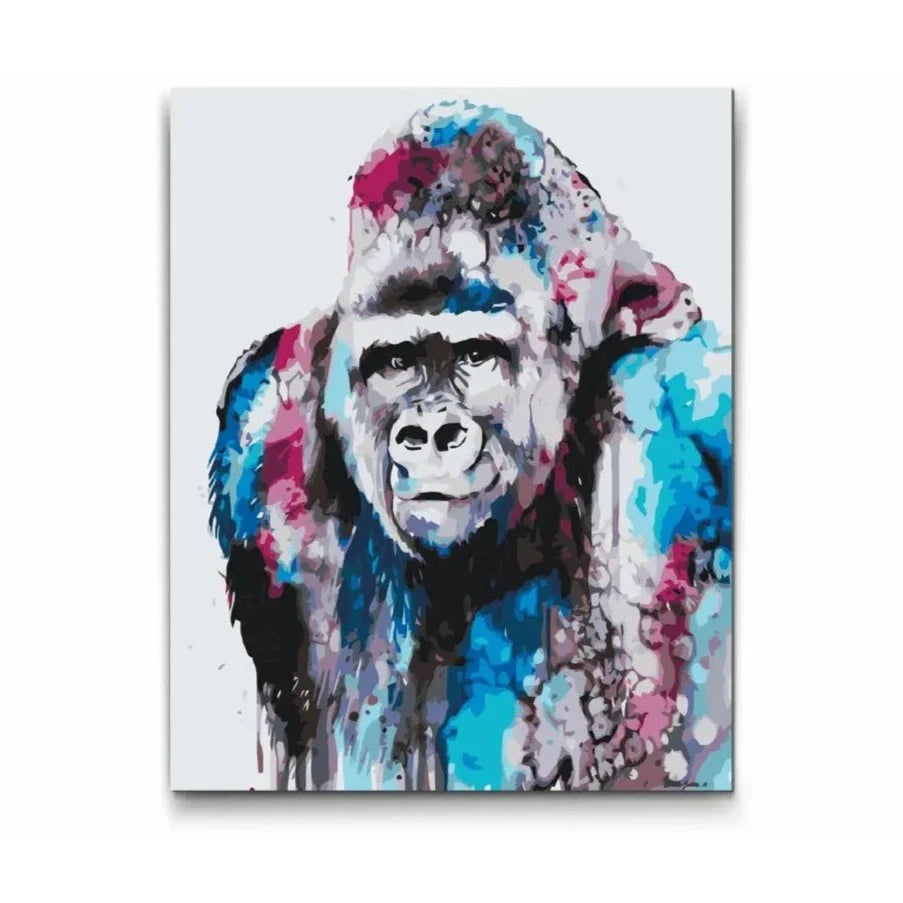 Gorilla som måla efter nummer tavla – starkt djurmotiv att måla själv