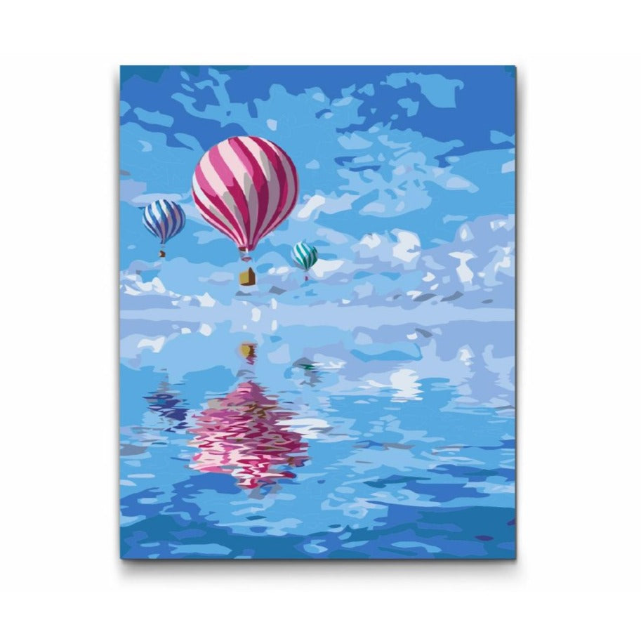 Färgglad luftballong mot blå himmel – måla efter nummer motiv