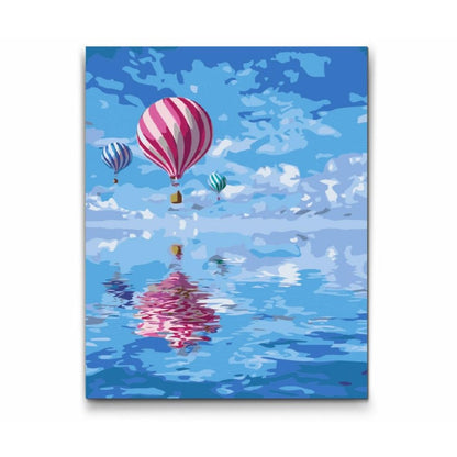 Färgglad luftballong mot blå himmel – måla efter nummer motiv