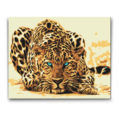 MÅLA EFTER NUMMER - BLÅÖGD GEPARD - Dubbelfärg 