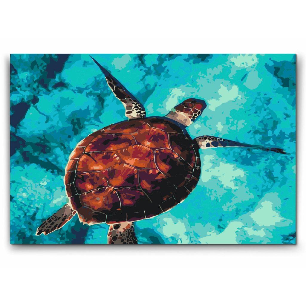 Måla Efter Nummer – Sköldpadda i Havet som Tavla
