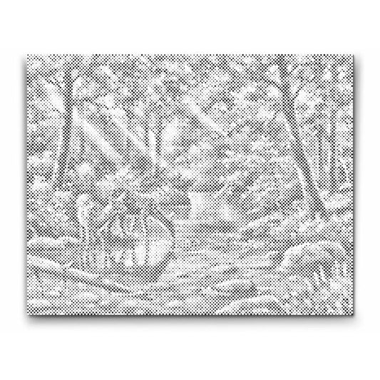 Idylliskt Djurliv- prick konst - dot painting - dot art - prickmålning