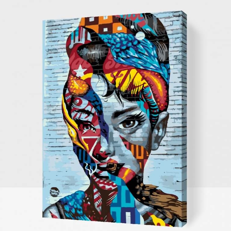 Porträtt av Audrey Hepburn – måla efter nummer tavla i klassisk stil