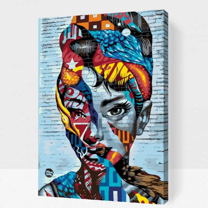 Porträtt av Audrey Hepburn – måla efter nummer tavla i klassisk stil