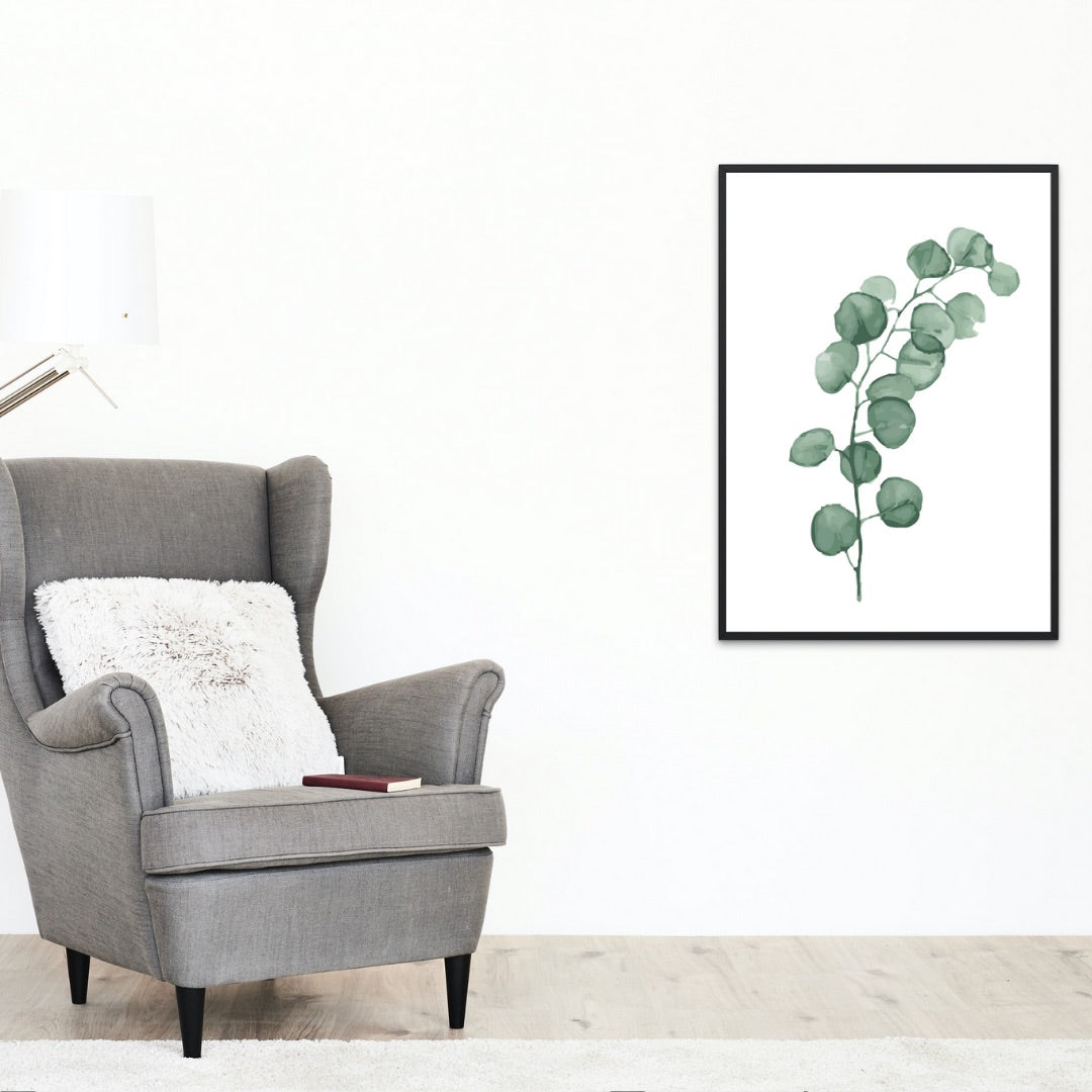 Grönt eukalyptusblad som stilren målarbild – måla steg för steg
