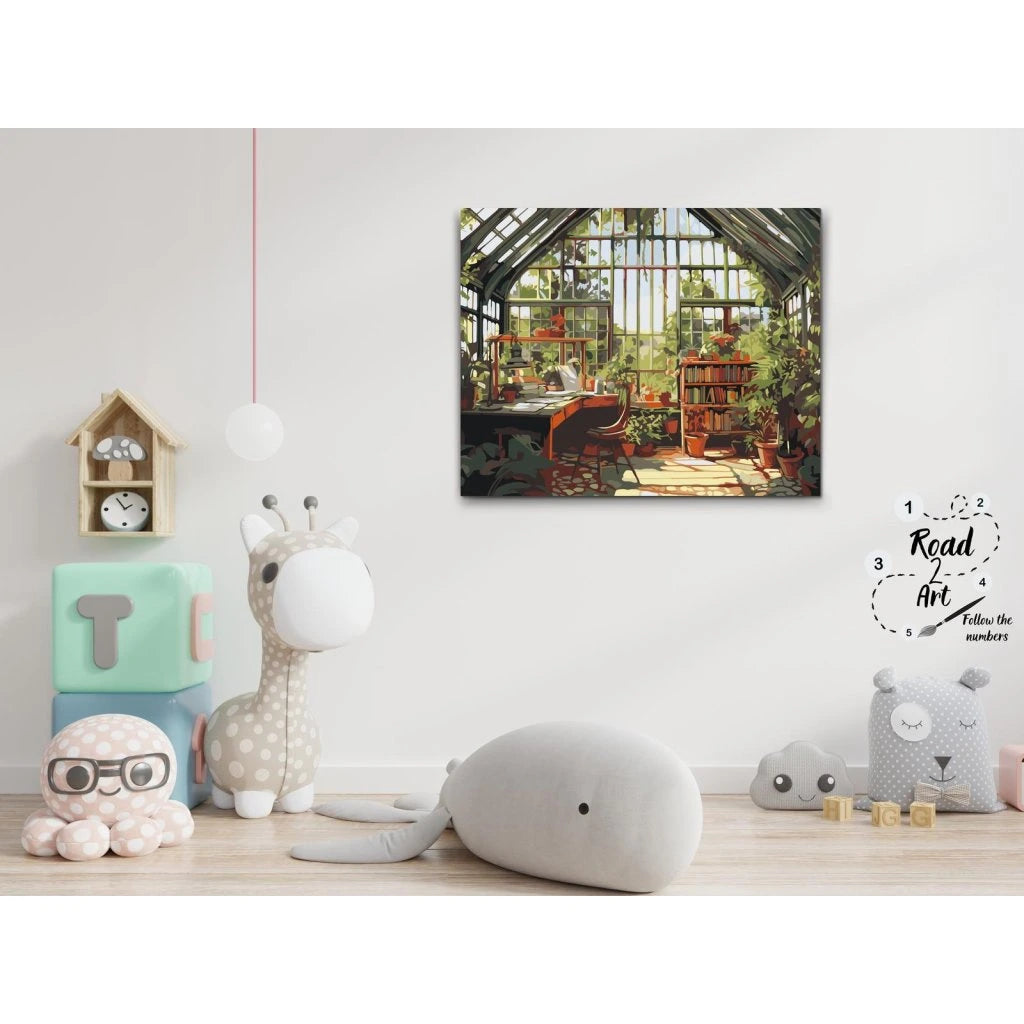 Avkopplande målning av växthus interiör paint by numbers