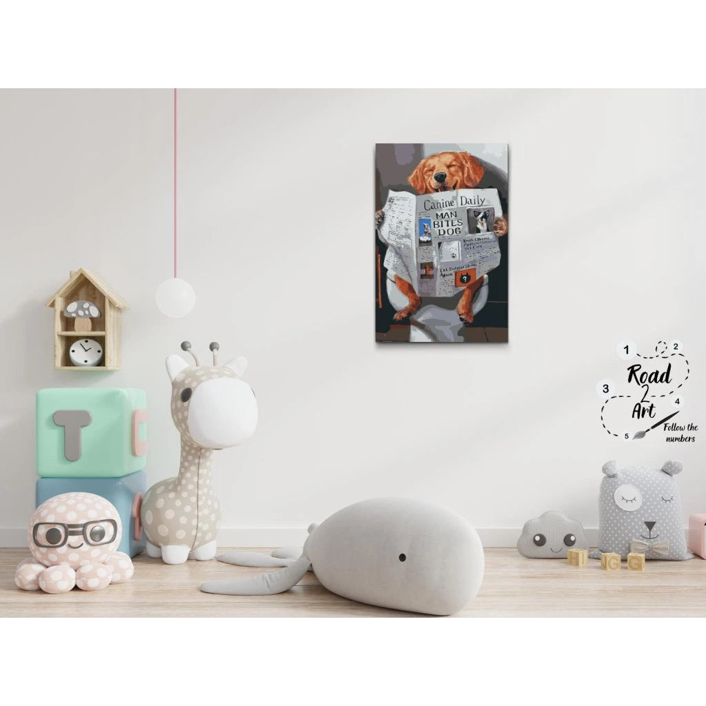 Hundens morgonrutin rolig målning för hemmet