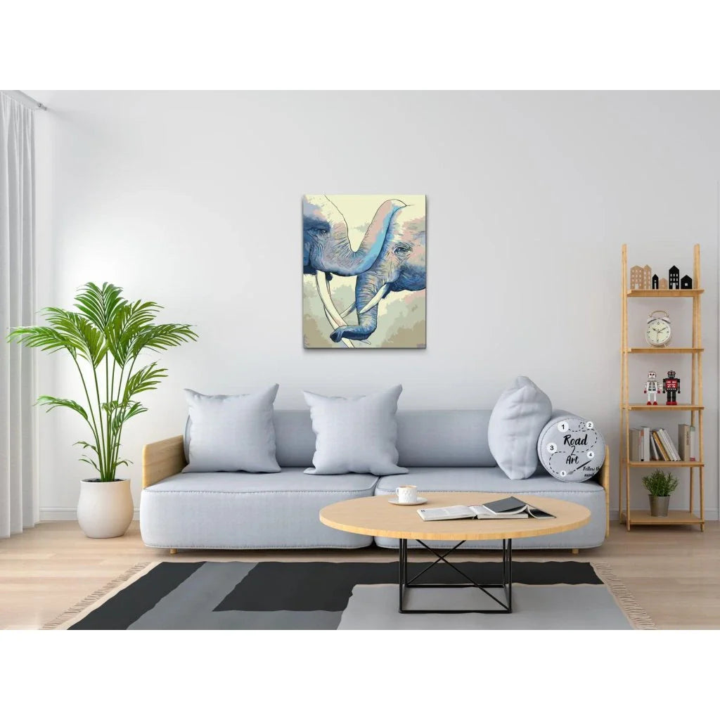 måla efter nummer två elefanter i harmoni