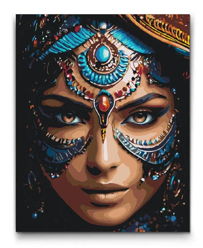 måla efter nummer juvelprydd kvinna