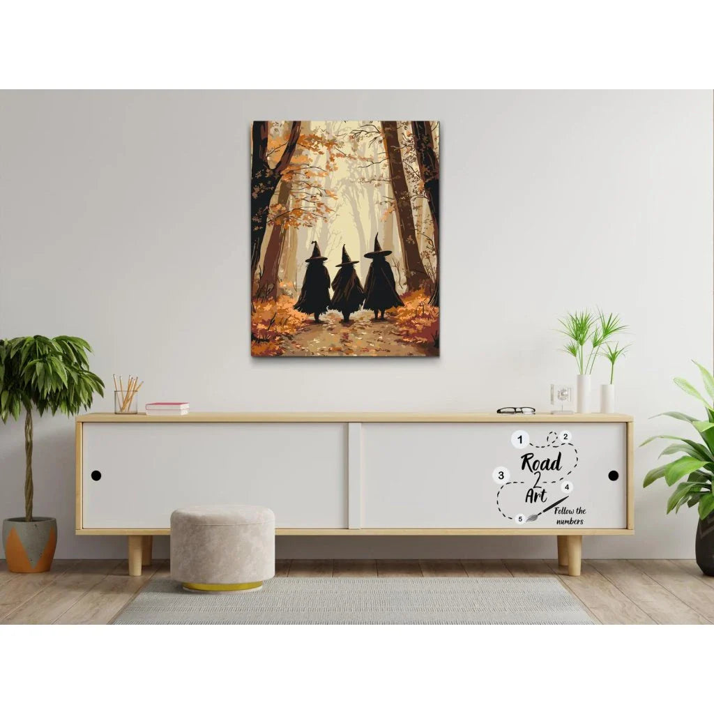 Måla Efter Nummer – Tre häxor i skogen | Halloweenmålning