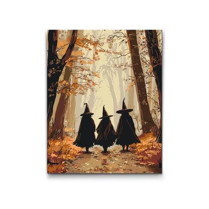 Måla Efter Nummer – Tre häxor i skogen | Halloweenmålning