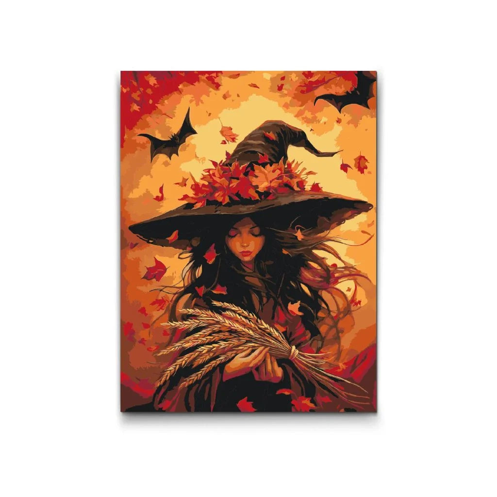 Måla Efter Nummer – Hösthäxa | Halloweenmålning i höstfärger