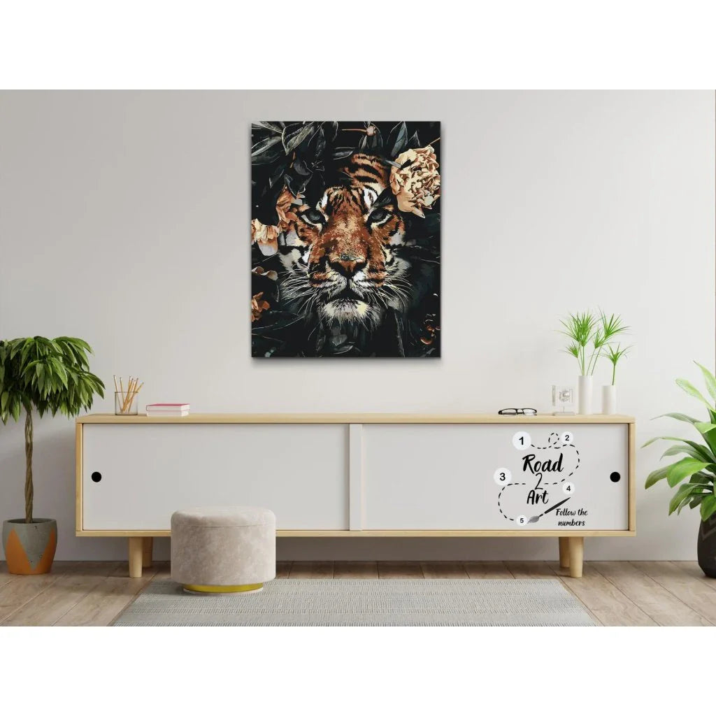 måla efter nummer djurmotiv tiger i natur