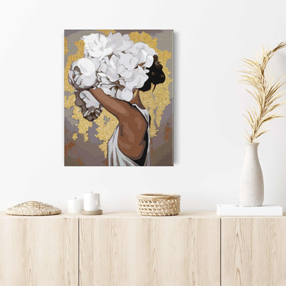 Måla efter nummer – Flickan med bondrosor som tavla att måla själv