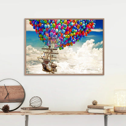 Magiskt luftskepp bland moln och stjärnor – paint by numbers tavla