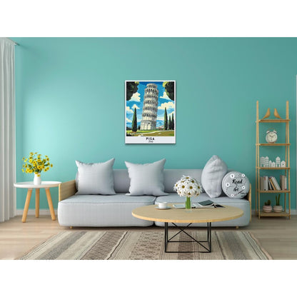 Måla efter nummer av lutande tornet i Pisa i Italien på canvas