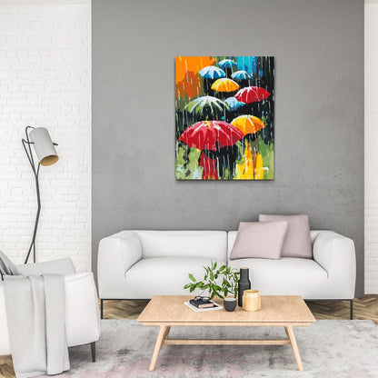 Måla Efter Nummer paraplyer - Regnig dag Med dubbel mängd färg inkluderad