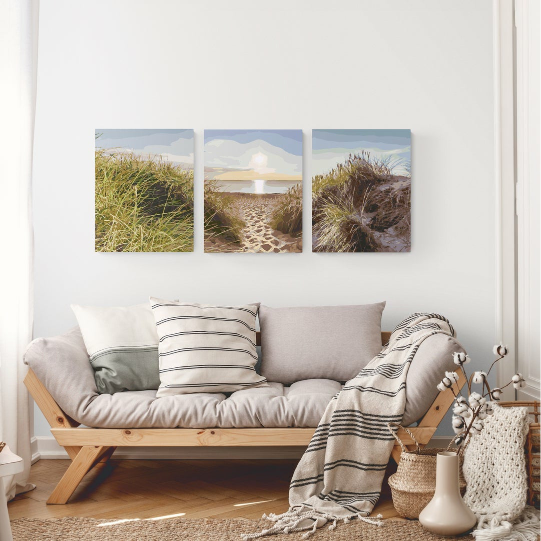 Måla efter nummer – Strandpanorama i 3 delar som tavla