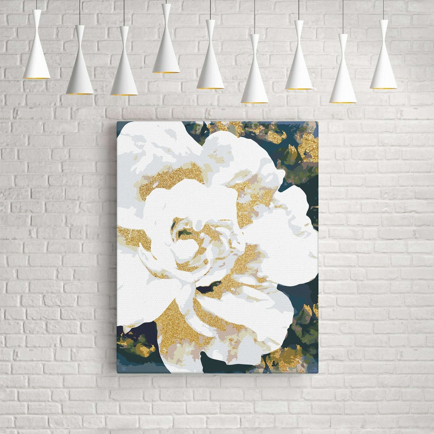 Måla efter nummer – Vit bondros som tavla att måla själv