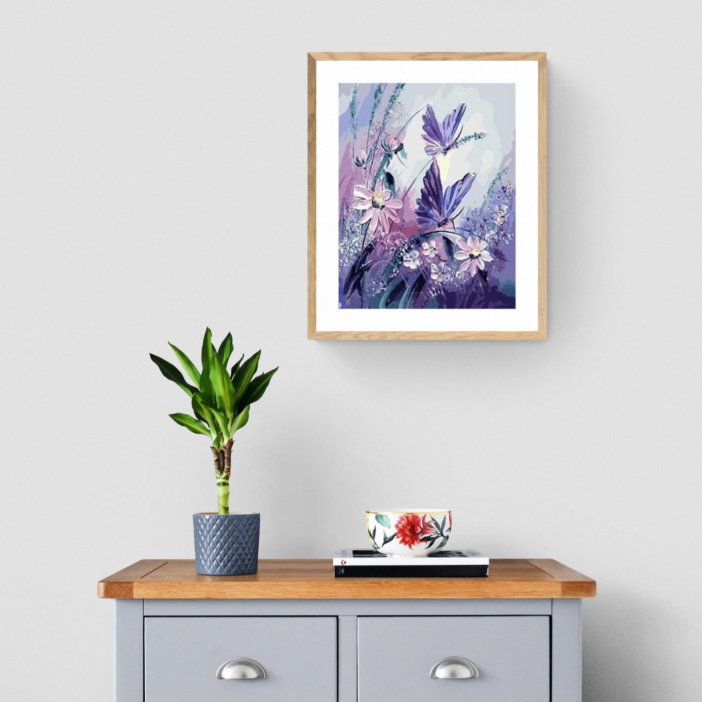 Fjärilsmotiv på canvas – måla efter nummer med akrylfärger
