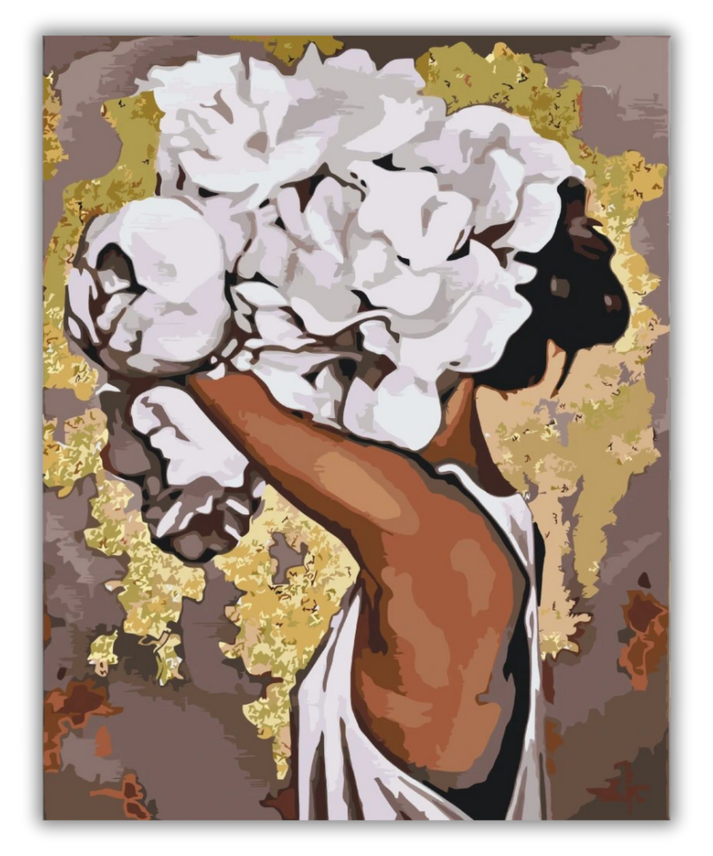 Flicka med bondrosor i håret – måla efter nummer tavla