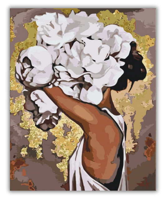 Flicka med bondrosor i håret – måla efter nummer tavla