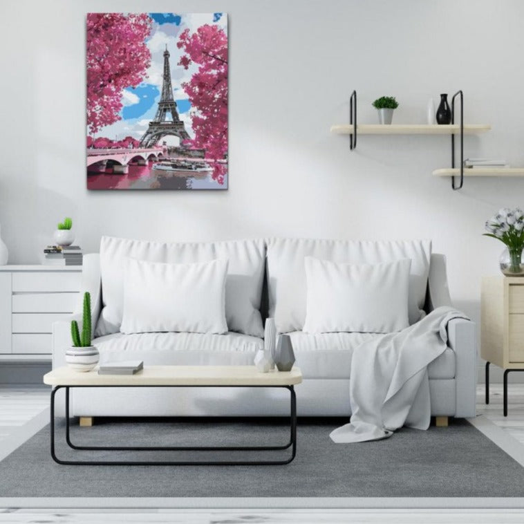 Måla Efter Nummer – Rosa Eiffeltorn som Tavla att Måla