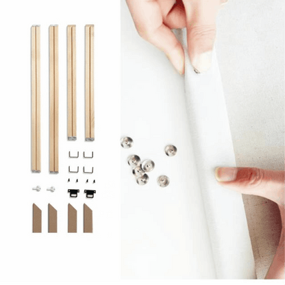 Spännram i trädelar – för montering av måla efter nummer-duk