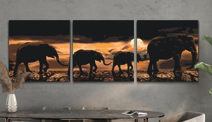 Måla Efter Nummer - ELEFANTFAMILJ - Paint by Numbers