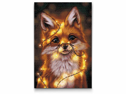 Räv med ljuskedja - diamantmålning. Perfekt som en gåva till en vän eller som ett sätt att förbättra dina konstnärliga färdigheter.