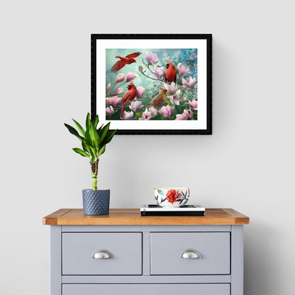 Paint By Numbers i Sverige - KARDINALER I MAGNOLIATRÄD